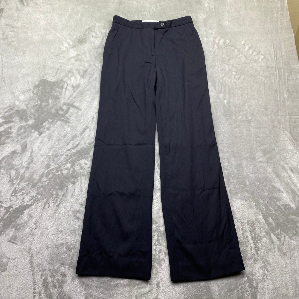 Carolina‎ Herrera New York Navy Wool Blend Wide Leg Trousers Pants Sz 2 Fits 25"